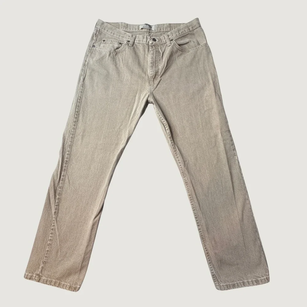 Wrangler Jeans Mens 37x30 Khaki Authentics Straight Leg ZM100KH Cotton Denim
